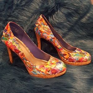 GENTLY LOVED Cork Soled Floral Heels